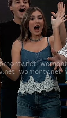 Emma's denim lace-trim tank top on General Hospital