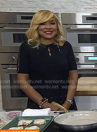 Evelyn Braxton's black embellished cutout dress on Today