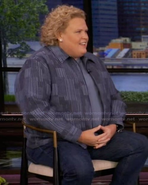 Fortune Feimster's mixed stripe jacket on Live with Kelly and Mark