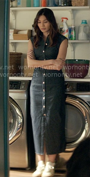 Gigi's denim button front dress on The Five Star Weekend