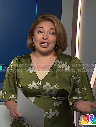 Gilma's green floral v-neck dress on NBC News Daily