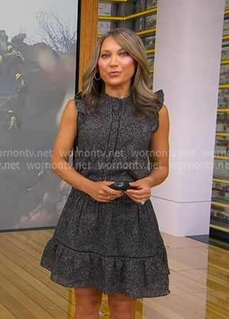Ginger's grey ruffle top and mini skirt on Good Morning America