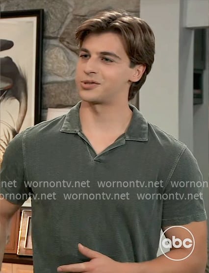Gio's textured green polo shirt on General Hospital