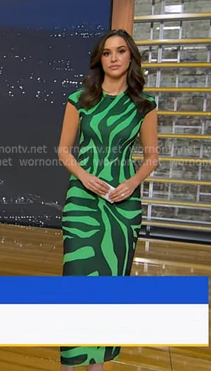 Hanna's green zebira print maxi dress on Good Morning America