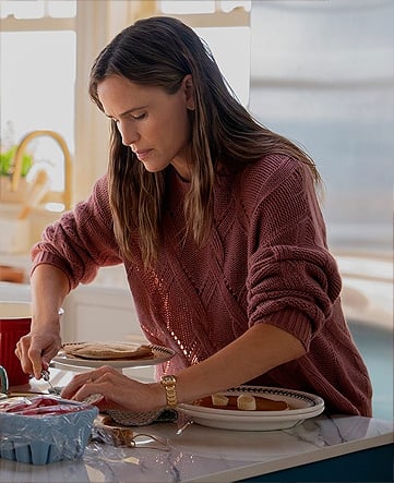 Hollis' pink cable knit sweater on The Five Star Weekend