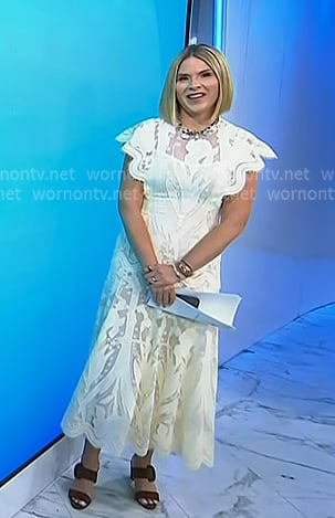 Jenna's whtie floral lace midi dress on Today