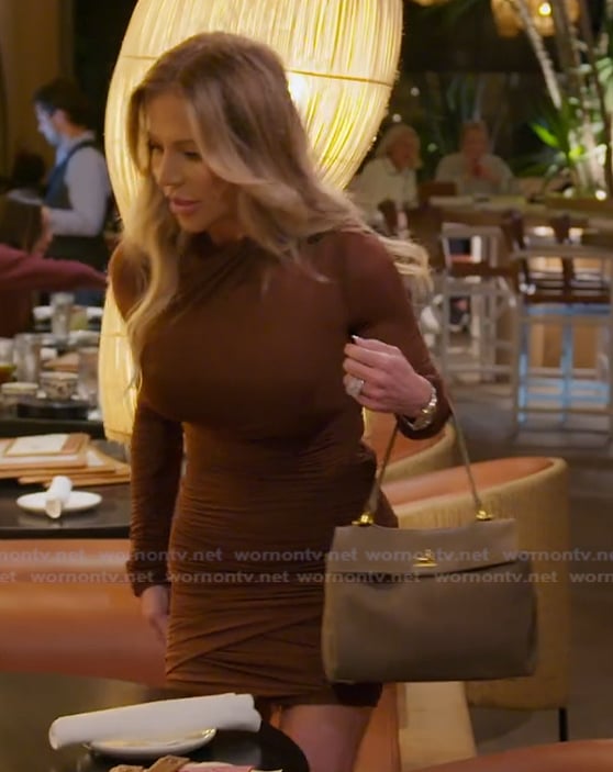 Jennifer's brown ruched mini dress on The Real Housewives of Orange County