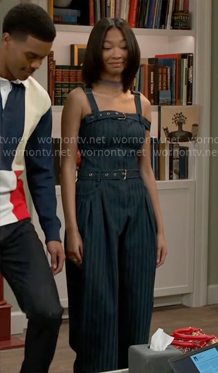 Jessica's denim jumpsuit on Beyond the Gates