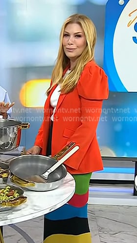 Jill's red puff sleeve blazer and multi color skirt on Today