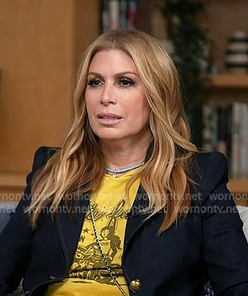 Jill's yellow printed tee and denim blazer on Today