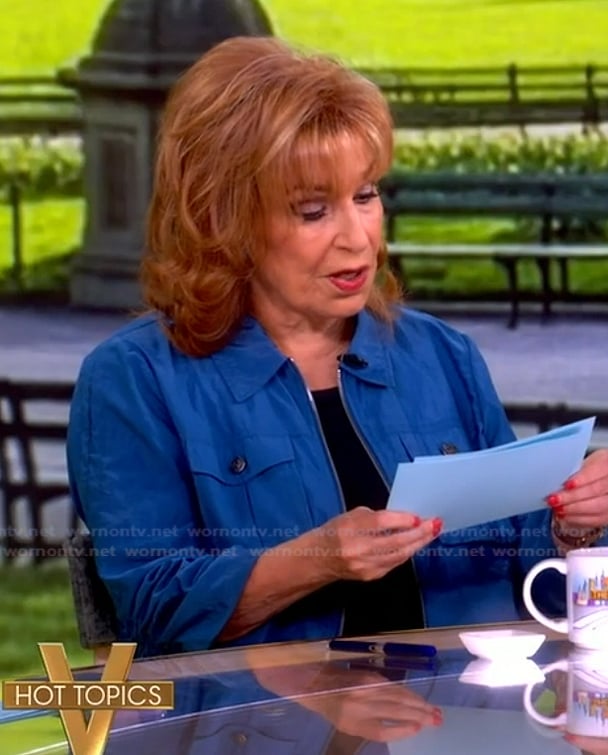 Joy's blue zip front jacket on The View