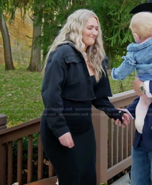 Kacie's black denim jacket on The McBee Dynasty Real American Cowboys