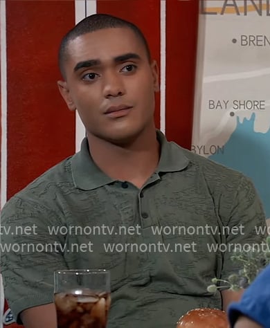 Kai's green textured polo shirt on General Hospital
