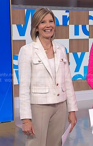 Kate Snow's white tweed jacket on NBC News Daily