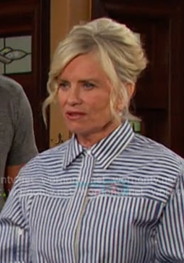 Kayla's blue striped shirtdress on Days of our Lives