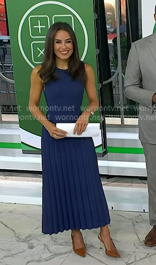 Kaylee's navy pleated midi dress on Today