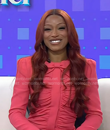 Keke Palmer's pink gathered mini dress and studded pumps on Today