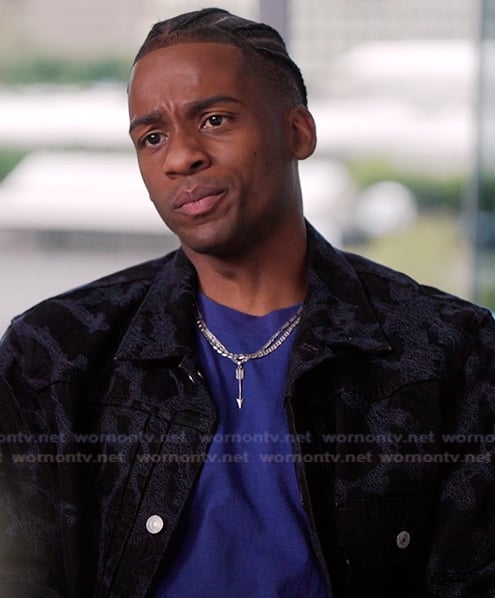 Khalil's black camo print jacket on All American