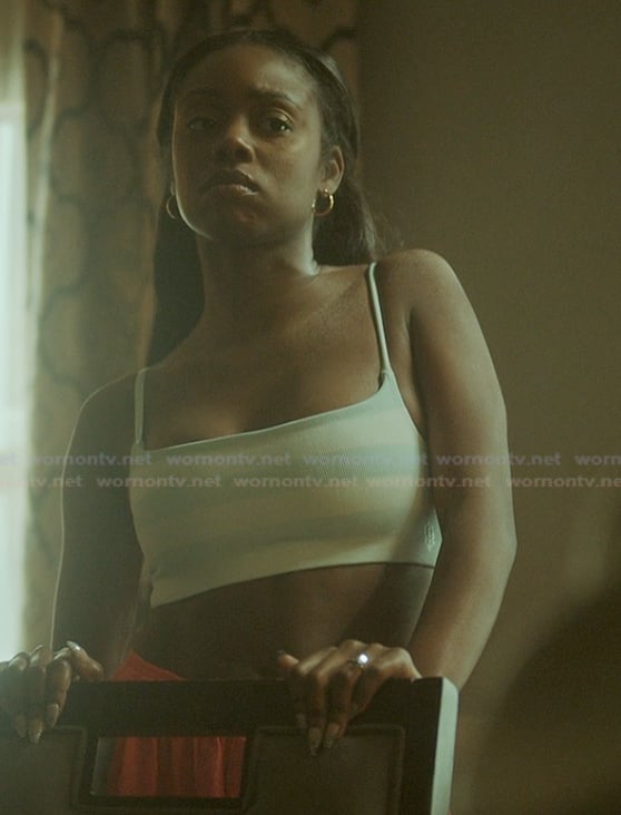 Kiesha's striped sports bra on The Chi