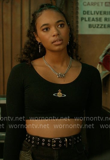 Kimberly's black icon crop top on Elle