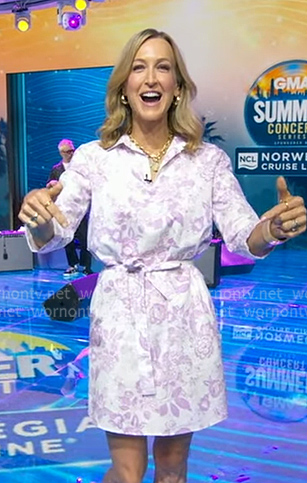 Lara's white and lilac floral dress on Good Morning America