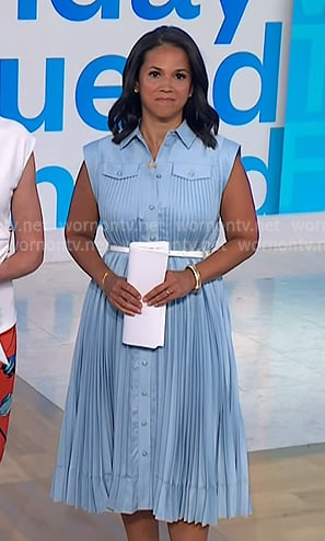Laura's blue pleated shirtdress on NBC News Daily