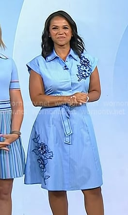 Laura's blue striped floral applique shirtdress on Today