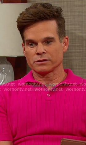 Leo's pink ribbed polo on Days of our Lives