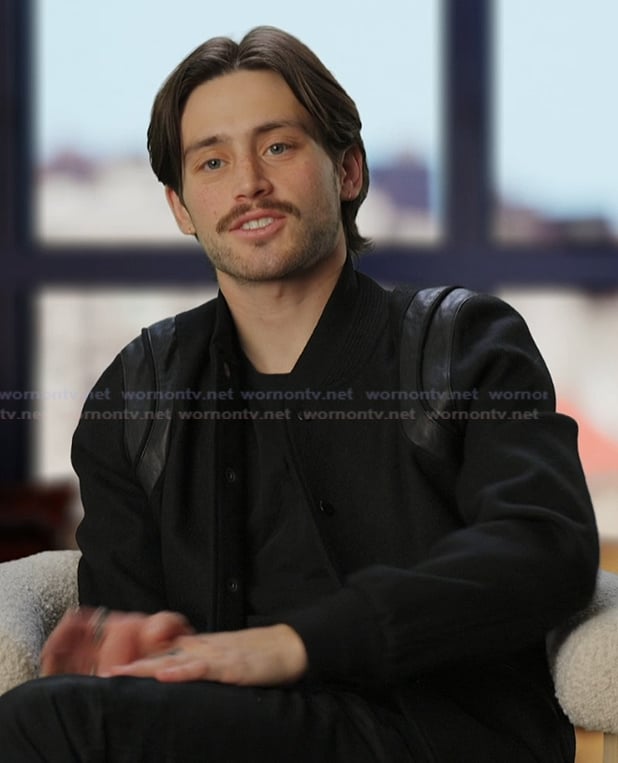 Liam's black confessional bomber jacket on Next Gen NYC
