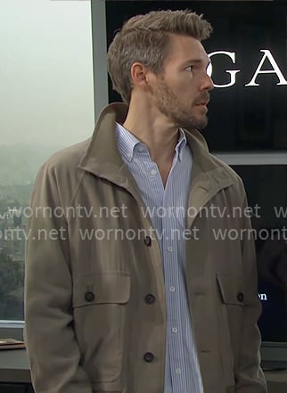 Liam's khaki bomber jacket on The Bold and the Beautiful