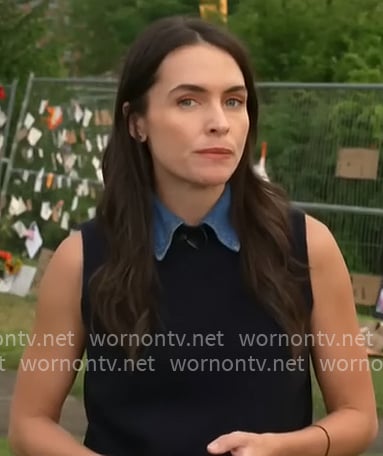 Lilia Luciano's navy top with denim collar on CBS Mornings