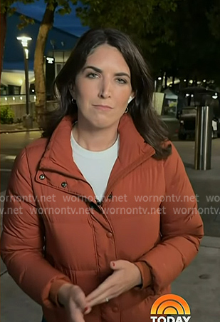 Liz's orange puffer jacket on Today