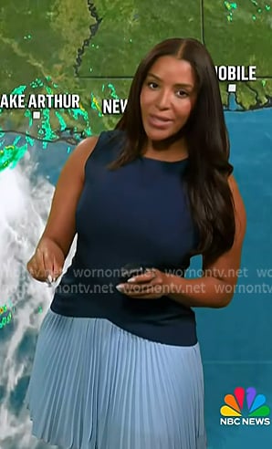 LLarisa Abreu's blue pleated dress on NBC News Daily