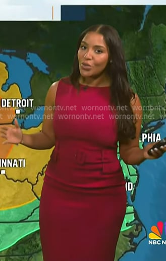 LLarisa Abreu's magenta belted sheath dress on NBC News Daily