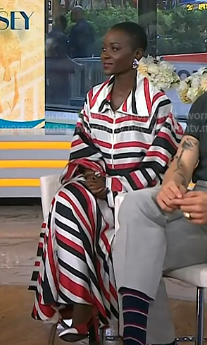 Lupita Nyong'o's striped jacket and skirt on Today