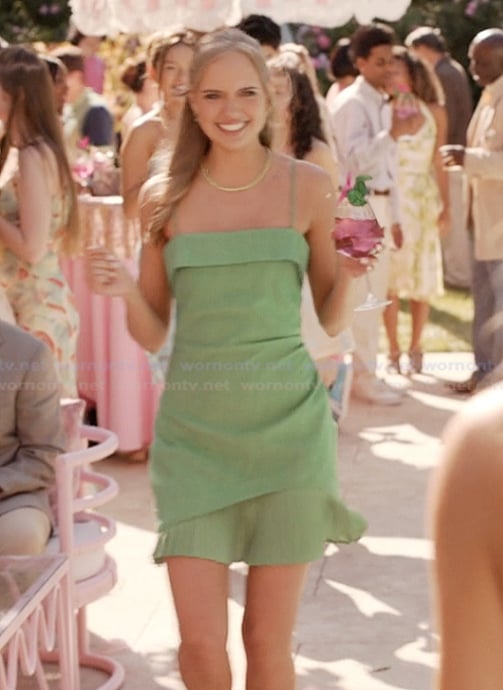 Madison's green pleated mini dress on Elle