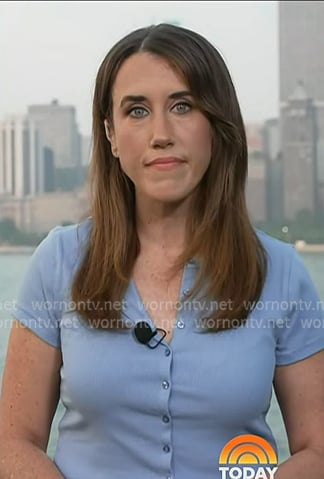 Maggie's blue button front top on Today