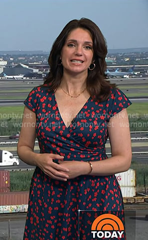 Maria's navy and red floral print dress on Today