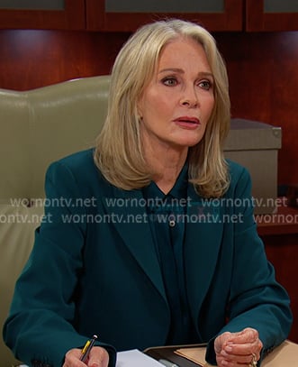 Marlena's teal green blazer and blouse on Days of our Lives