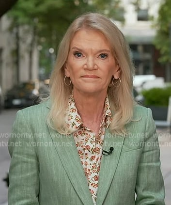 Martha's floral blouse and green blazer on Good Morning America