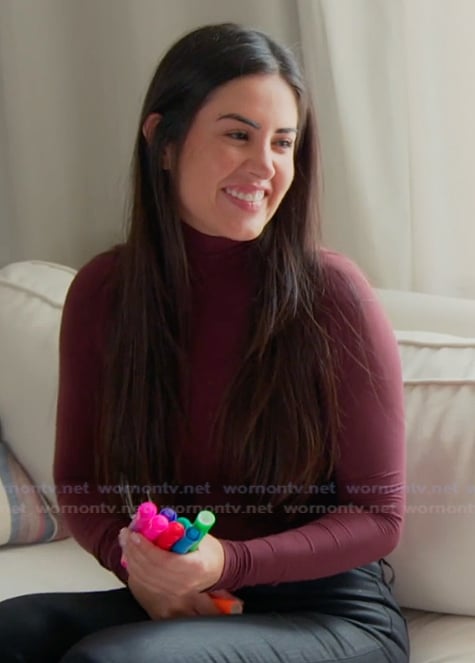Michelle's burgundy turtleneck bodysuit on The Valley