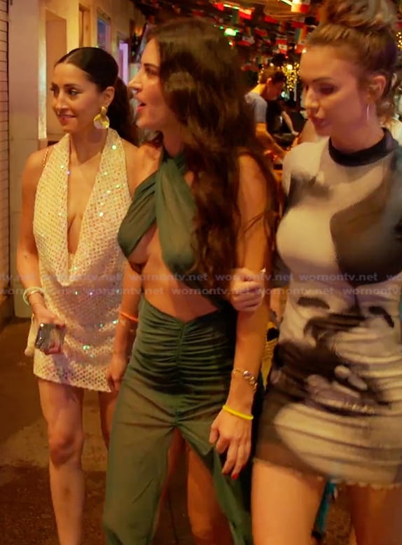 Michelle's green halter cutout dress on The Valley