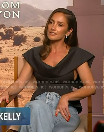 Minka Kelly's grey cowl neck top on Access Hollywood