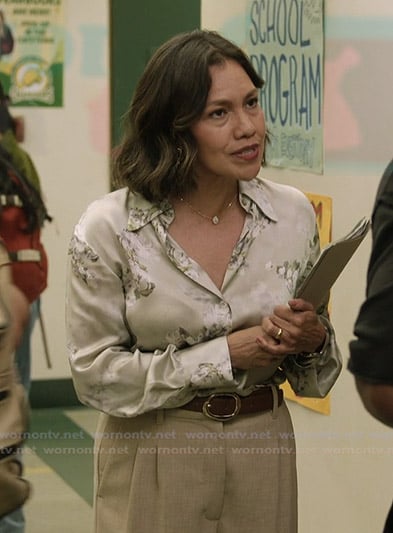 Ms Perez's floral satin blouse on All American