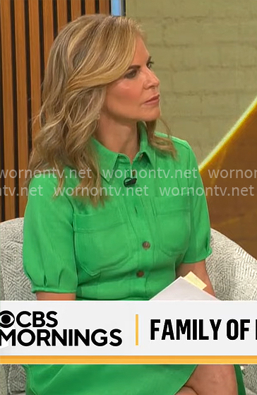 Natalie Morales' green shirtdress on CBS Mornings