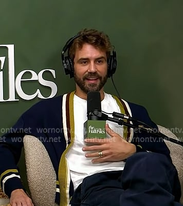 Nick Viall's navy stripe trim cardigan on Today