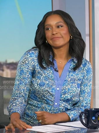 Rachel's blue floral shirtdress on Good Morning America