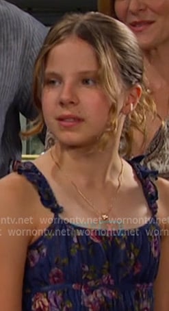Rachel’s blue floral smocked dress on Days of our Lives