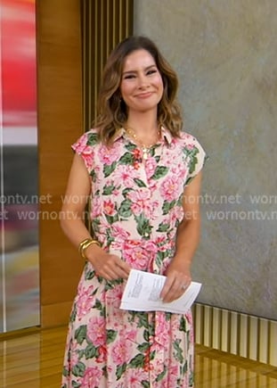 Rebecca's pink floral shirtdress on Good Morning America