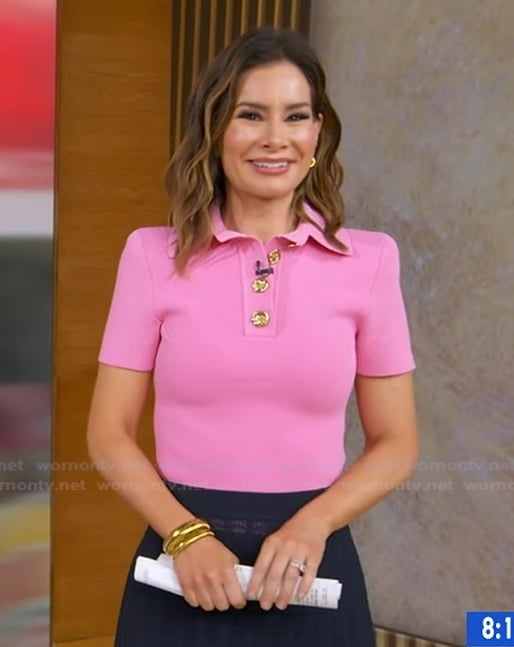 Rebecca's pink polo top on Good Morning America